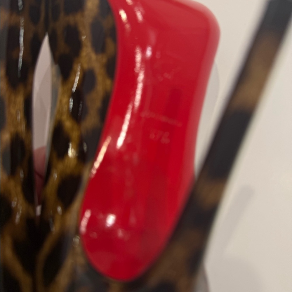 Christian Louboutin Leopard Print Heels with Red Heart 37 1/2 - Picture 8 of 9